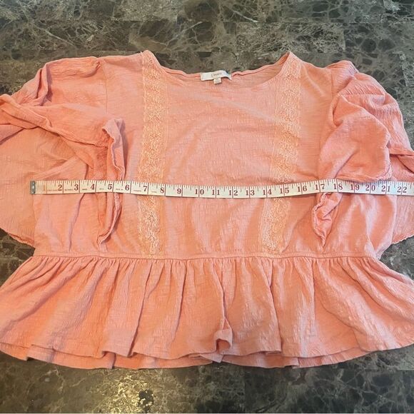 L'ayard Top Size XL Sherbert Orange Boho Peplum Blouse​ - Picture 3 of 11